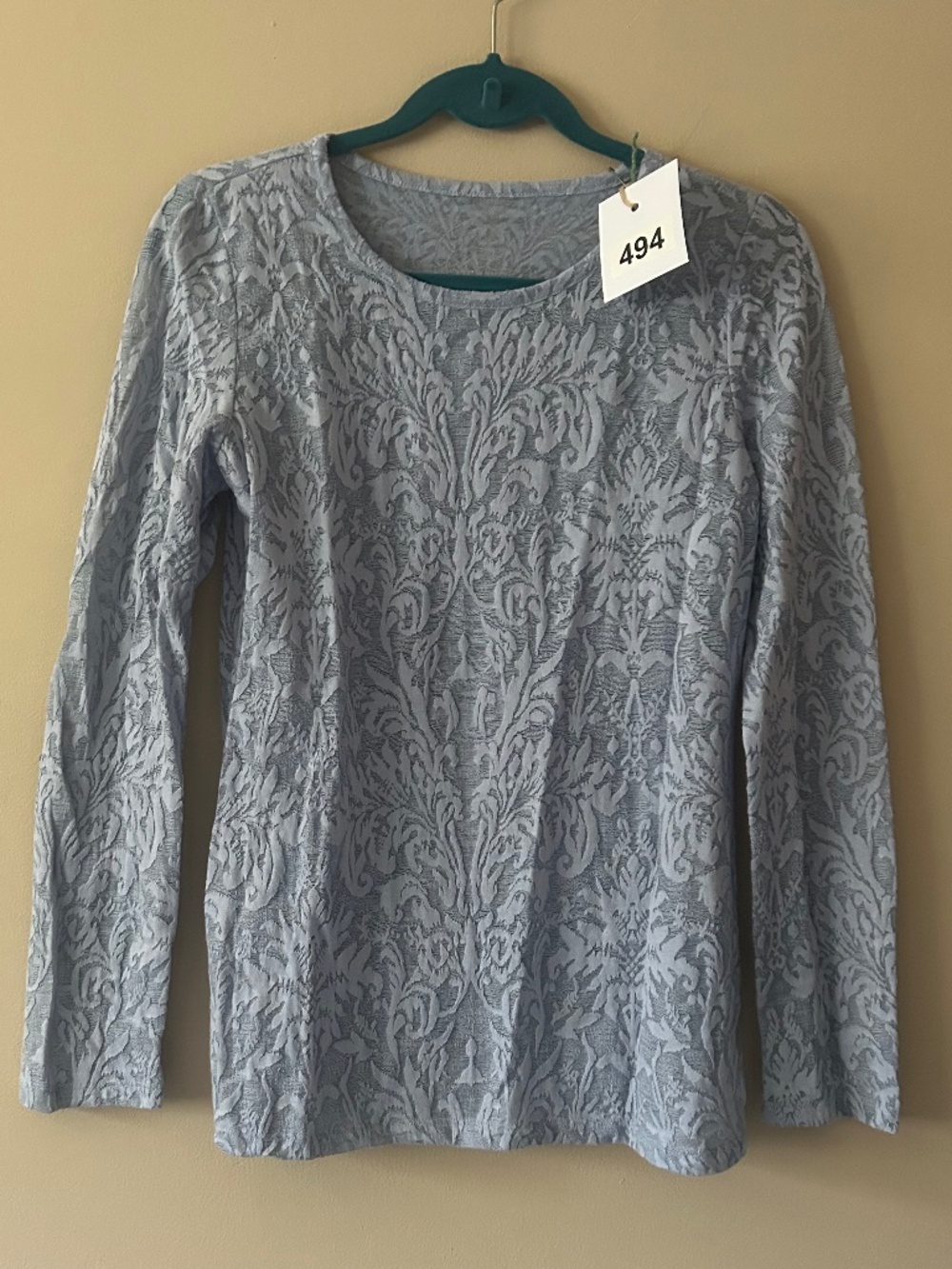 494 Periwinkle Long Sleeve Lacy Shirt